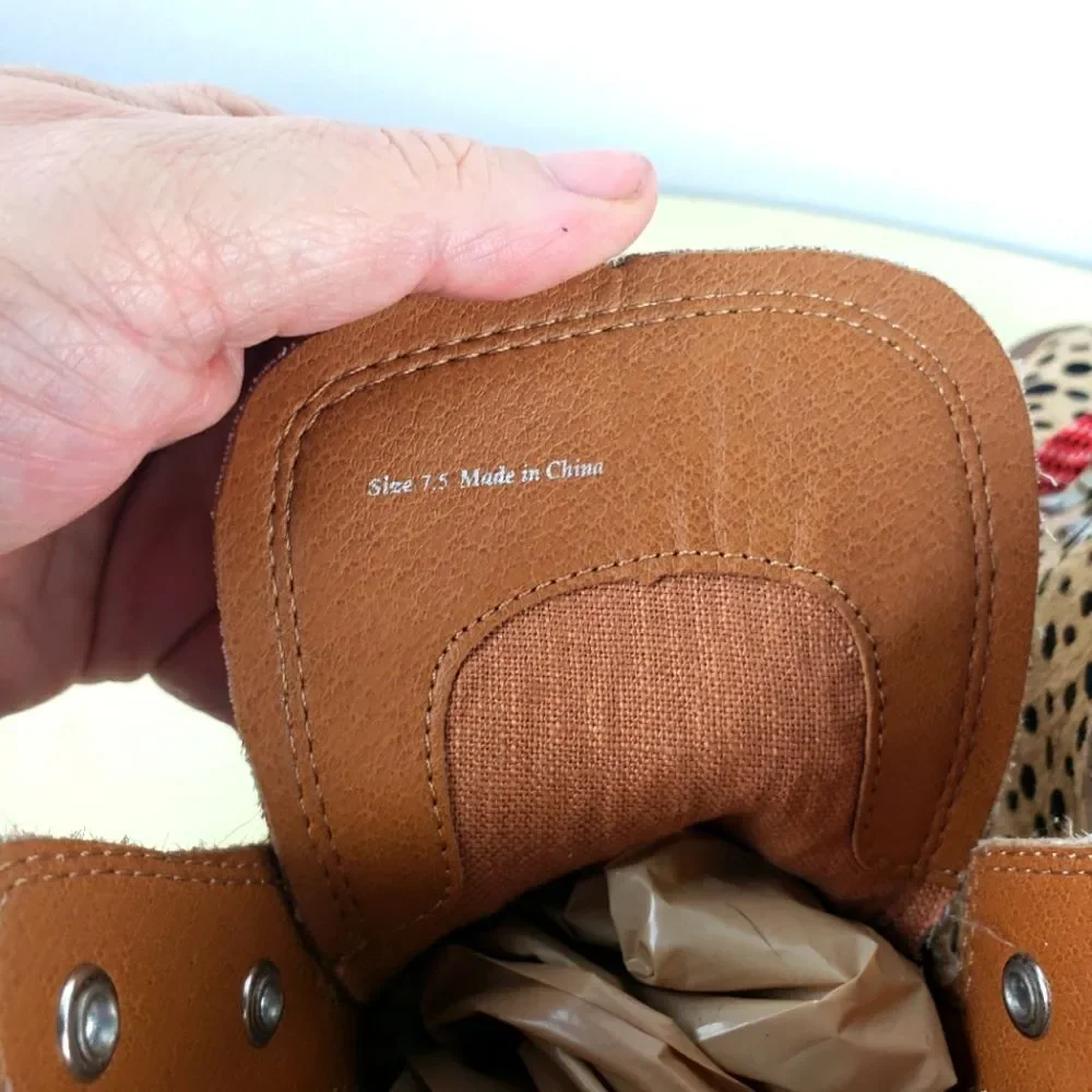 Women's Dolce Vita NWOB Calf Hair Animal Print Lace Up Heel Boots Size 7M - Picture 3 of 7